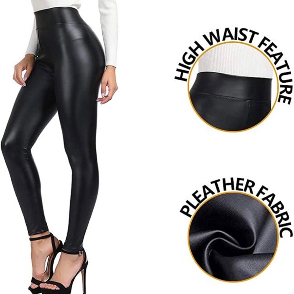 Faux leather leggings high waisted